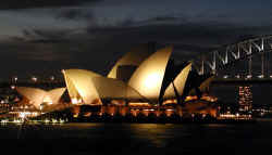 Sydney opera house illuminated